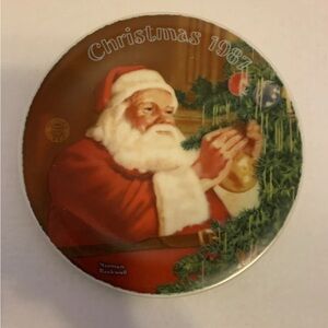 Santa Plate Norman Rockwell Christmas COA 1987 Santas Golden Gift, 8" plate